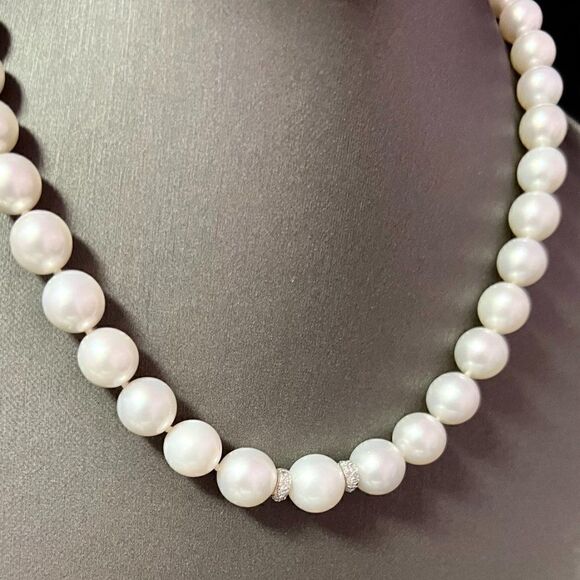 Natural South Sea Pearl Diamond Necklace 14k Gold 11 mm Certified $15,950 221248 - Picture 8 of 9
